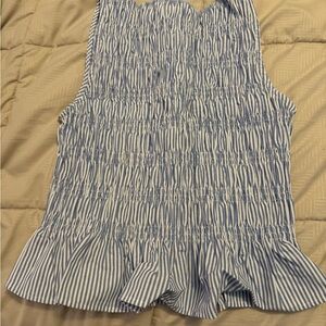 Blue and White Striped Women's Top